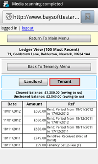 Accessing the mobile lettings module